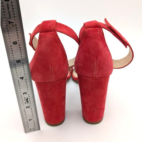 Pelle Moda Briar High Block Heel Ankle Strap Sandals Women's Red Size US10M EU41 - Picture 4 of 9